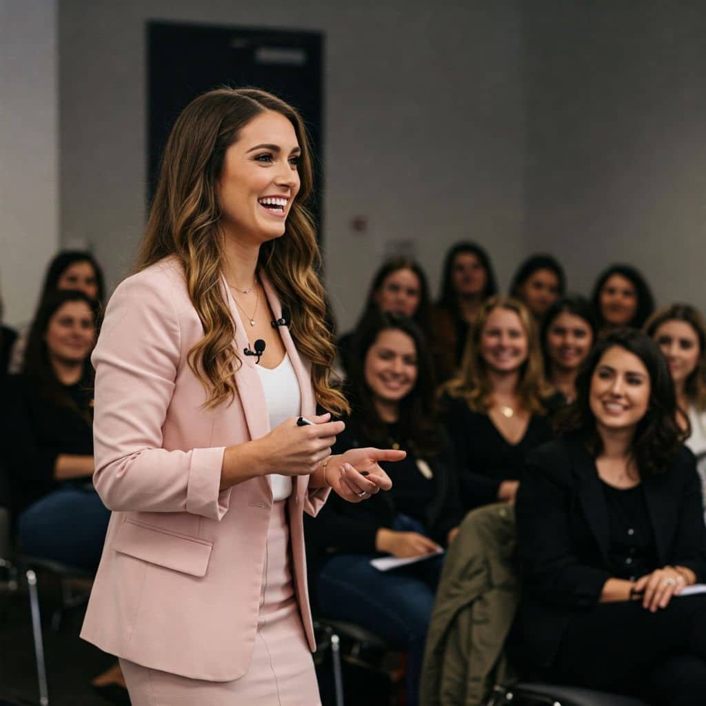 una mujer en una conferencia